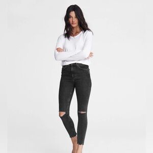 BNWT Rag & Bone Nina highrise ankle cigarette jeans stretchy black distressed 25